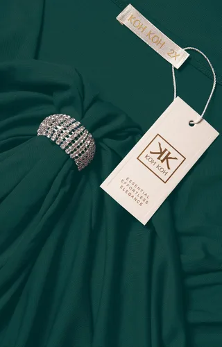 Vista 3 de KOH KOH Vestido largo con cuello en V y manga corta semiformal para mujer