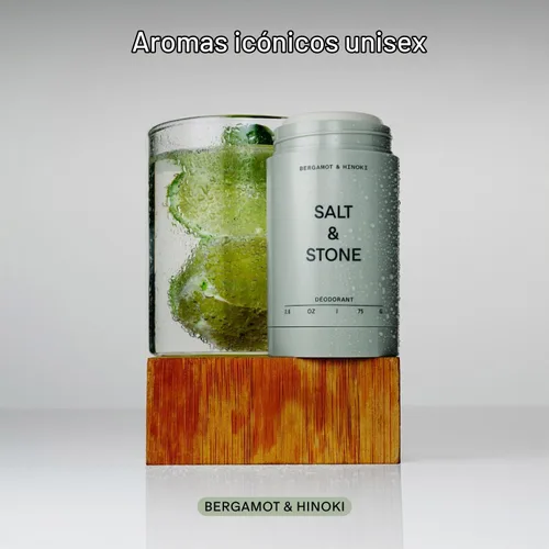 Vista 3 de Salt & Stone Aluminum-Free Deodorant, Women & Men Bergamot & Hinoki 2.6 oz Protección extra fuerte de 48 horas, aroma neutro de género, fabricado