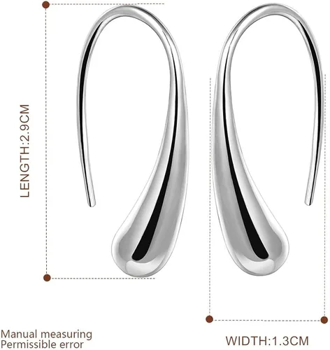 Vista 2 de NABTYJC Pendientes clásicos de plata de ley con diseño de lágrima (blanco1 par), Meatal, Circón