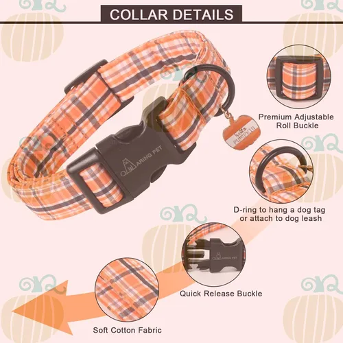 Vista 138 de Aring Pet Collar de algodón, ligero y ajustable, con hebilla de liberación rápida, para perros pequeños, medianos y grandes, para cachorros, S, Hoja