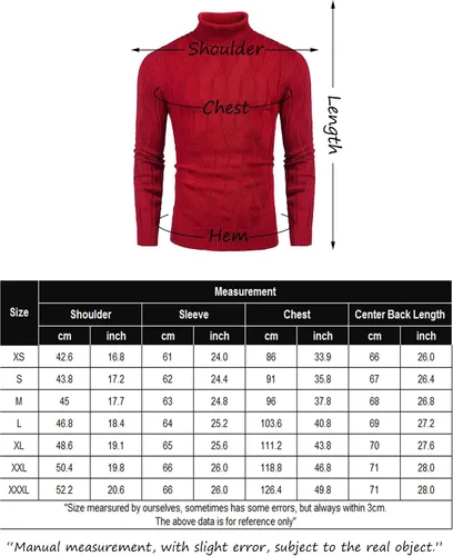 Vista 6 de Coofandy Suéter de cuello alto ajustado para hombre, suéteres de punto casuales