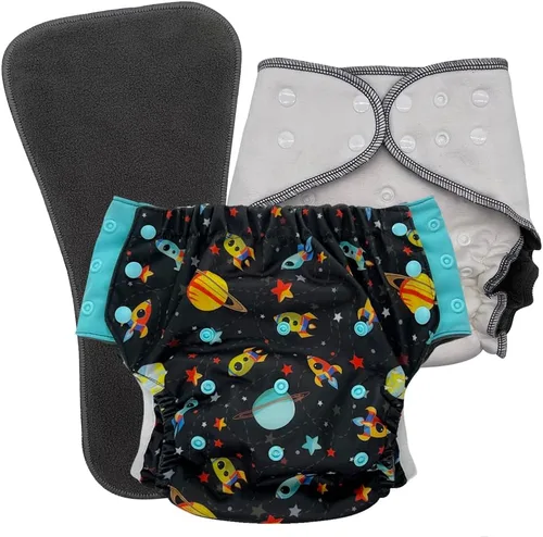 Vista 7 de EcoAble Juego de pañales de tela nocturna para niños grandes, de 6 a 16 años Bragas protectoras para necesidades especiales para incontinencia