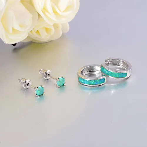 Vista 259 de CiNily Aretes Huggie de ópalo con bisagras, chapados en oro, hipoalergénicos, pequeños aretes de aro para mujeres, adolescentes, niñas, hombres