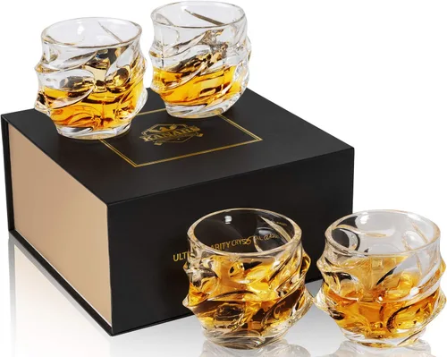 Vista 9 de KANARS Scotch Glass - Juego de 2 vasos de roca para cóctel Bourbon de 11 onzas