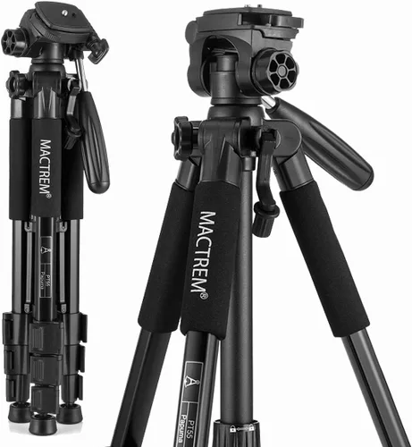 Vista 9 de MACTREM Trípode de cámara de 75 pulgadas para Sony Canon Nikon, soporte de trípode de aluminio ligero de viaje con soporte para teléfono celular