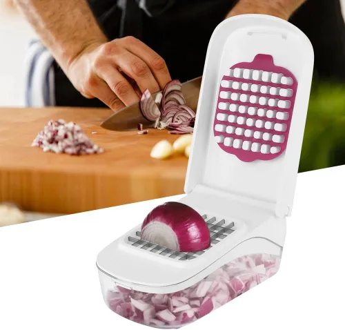 Vista 4 de Picador de alimentos, picador manual de verduras de mano, cortador de verduras rebanador de verduras sin esfuerzo para restricción