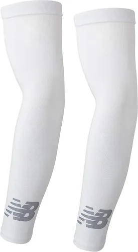 Vista 5 de New Balance - Mangas de compresión unisex para deportes al aire libre, color blanco y negro (1 par)
