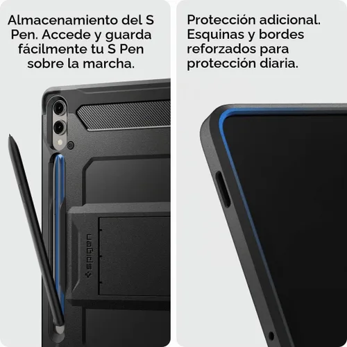 Vista 6 de Spigen Funda rígida protectora para Galaxy Tab S10 Plus (2024), Galaxy Tab S9 Plus (2023), Tough Armor Pro con soporte y soporte para S Pen, 12.4