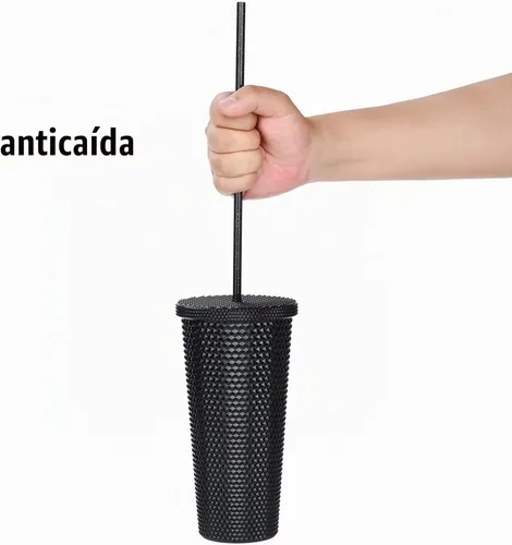 Vista 4 de ALINK 12 popotes reutilizables con purpurina, popotes de plástico duro negro de 11 pulgadas de largo, popotes de repuesto para Stanley, YETI, tarro