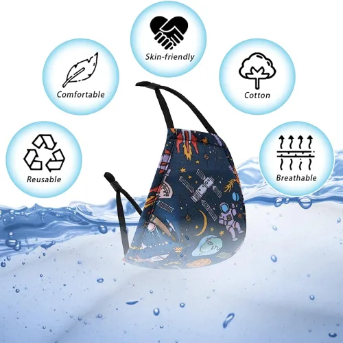 Vista 4 de DFFGGD 6PCS Washable Kids Face Masks With Pocket Nose Bridge Reusable Cotton Cloth Cute Breathable Adjustable FaceMasks