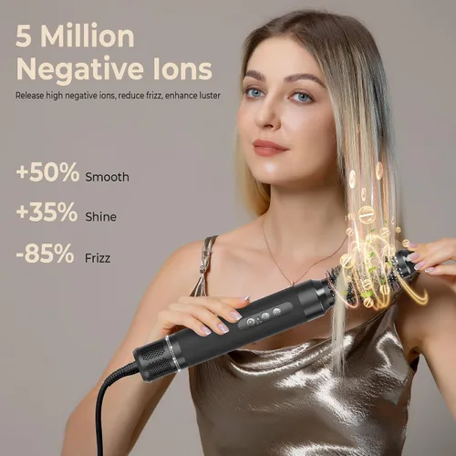 Vista 7 de Cepillo secador de pelo de 7 en UNO, varita rizadora de autoenvolvimiento, secador de pelo iónico negativo de alta velocidad de 110,000 RPM