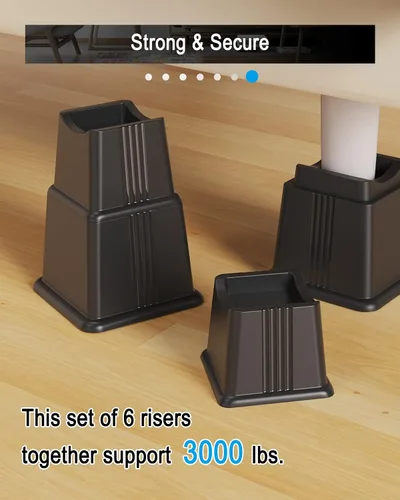 Vista 7 de ZTON Elevadores para muebles de cama, elevadores de 3 pulgadas de altura, resistentes tanto para postes como ruedas de muebles, sofá, cama, silla