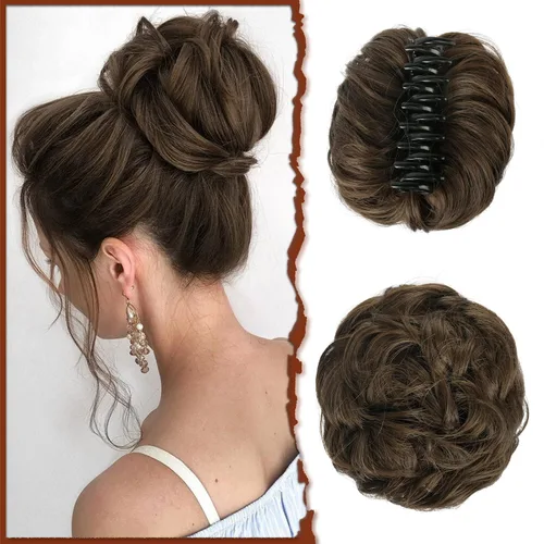 Vista 29 de SOFEIYAN Pinza de Gancho Extension de Cabello con Forma de Moño Desordenado, Cabello Ondulado y Rizado, Pinza de Gancho, Chignon, Cola de Caballo