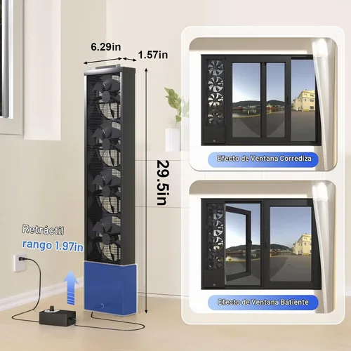 Vista 2 de Vertical Window Fan for Sliding Windows (75~80cm/29.5~31.5in)