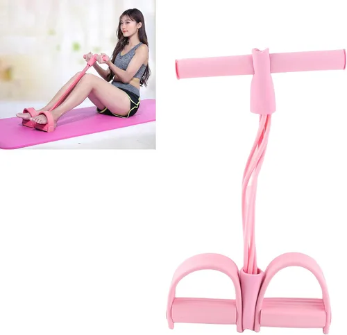 Vista 3 de Banda de resistencia de pedal, 4 tubos elásticos de tracción de cuerda de entrenamiento para yoga, fisicoculturismo, expansor para abdomen, cintura