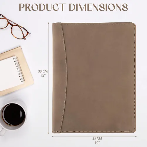 Vista 7 de Succor Portafolio de cuero genuino, carpeta profesional de negocios y organizador de carpeta de cuero con soporte para documentos para hombres