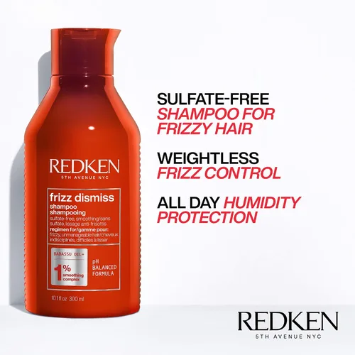 Vista 2 de Redken Frizz Dismiss Champú, acondicionador y tratamiento Rebel Tame Set para cabello encrespado - Suaviza el cabello y maneja el encrespamiento