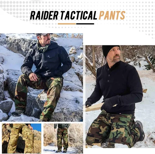 Vista 4 de PIONS Pantalones tácticos impermeables para hombre, pantalones de senderismo multifuncionales, rodillera duradera con múltiples bolsillos