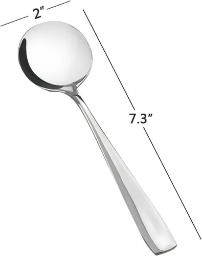 Vista 2 de Cucharas de sopa de 16 piezas, cucharas redondas de acero inoxidable para caldo