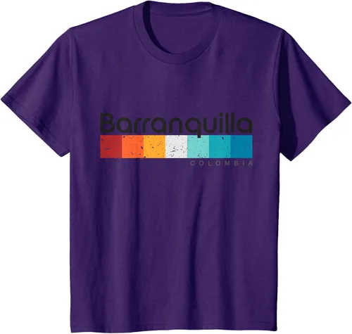 Vista 27 de Barranquilla Colombia - Camiseta de diseño vintage de estilo retro, Blanco, S