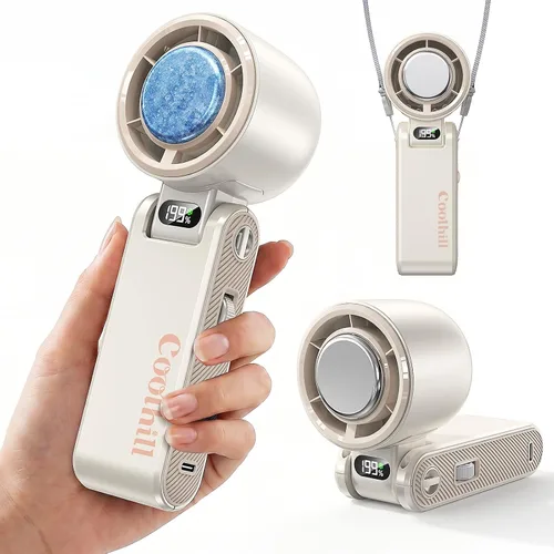 Vista 9 de Ventilador portátil de mano con clip mini ventilador 3000mAh 5 velocidades Rosa