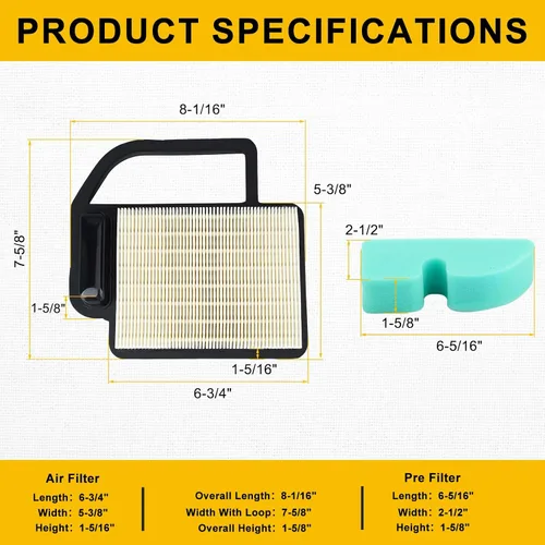 Vista 3 de Panari Paquete de 2 filtros de aire 20 083 06 20 083 02 para Kohler SV470-SV620 Courage Engine Cub Cadet LT1045 LT1042 LTX1045 LTX1040 LTX1042 RZT42
