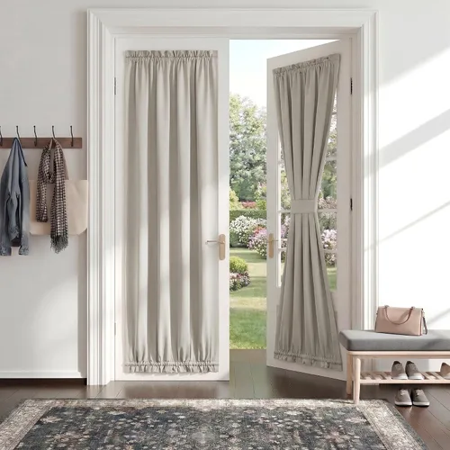 Vista 44 de PONY DANCE Persianas para puertas – Paneles opacos para tratamiento de ventanas, cortinas sólidas de alta resistencia con bolsillo para barra