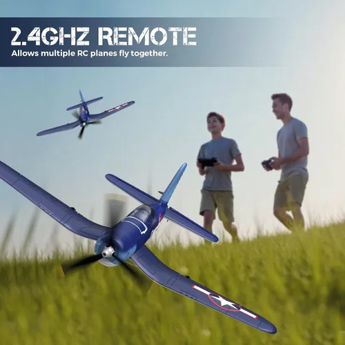 Vista 2 de VOLANTEX F4U Corsair 4 canales - Avión de control remoto con 3 modos de vuelo y estabilización XPilot, avión RC 2.4G para adultos principiantes