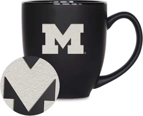 Vista 298 de Rico Industries - Taza de cerámica mate negra con grabado láser estándar de 15oz para NCAA (escuelas T & U) - Para bebidas calientes o frías