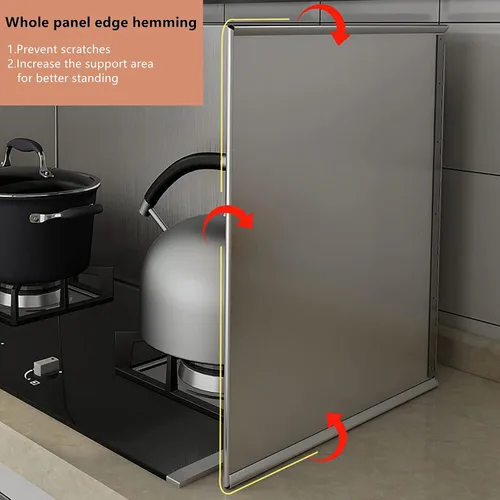 Vista 4 de Protector contra salpicaduras para cocinar alto de 3 lados para estufa y sartén, pantalla antisalpicaduras de grasa para cocina, protector de pared