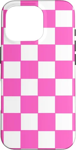 Vista 19 de Funda de tablero de ajedrez clásica a cuadros rosa y blanco para iPhone 16