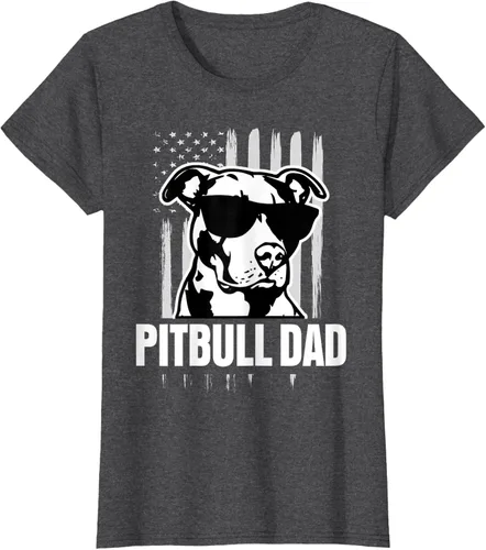 Vista 4 de Pitbull Dad - Camiseta para hombre con orgullo American Pit Bull Dog, Negro, S