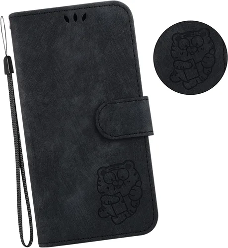 Vista 3 de Designed for Redmi k40 Pro Phone Case Wallet,PU Leather Flip Folio Cover with Credit Card Holders Little Cute Tiger Embossed Kickstand Wrist Strap