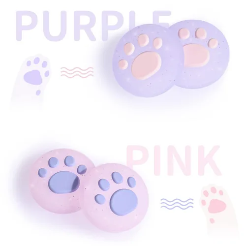 Vista 8 de DLseego Cute Crystal Cat Claw Design Thumb Grip Caps Design for Switch & Switch Lite & Switch OLED, Joystick Cap Soft Silicone Cover Crystal