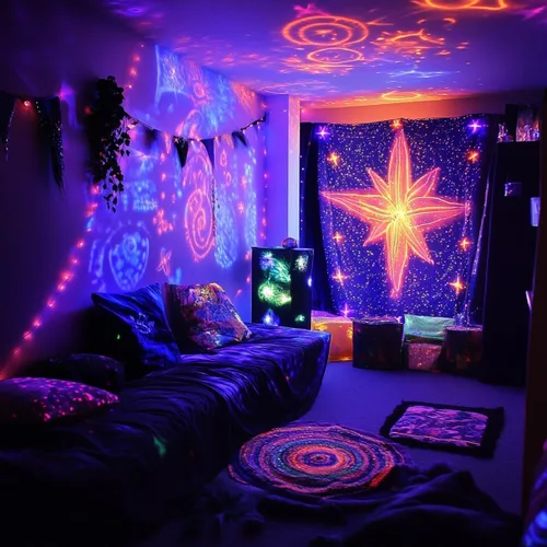 Vista 5 de Solhice Guirnalda de Luces de Luz Negra de 60 pies para Fiesta Fluorescente, 240 LEDs Luces Negras de Navidad Tipo Hadas con Control Remoto