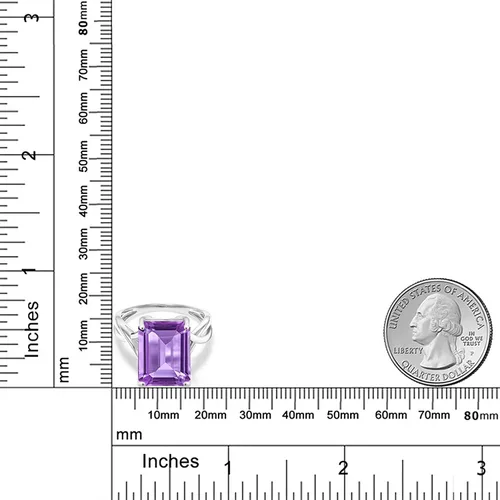 Vista 5 de Gem Stone King Anillo de compromiso de oro blanco de 10 quilates con amatista morada para mujer