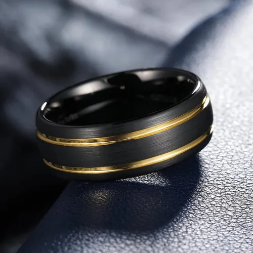 Vista 59 de King Will Anillo de boda de carburo de tungsteno para hombre con diseño de ranura, 6/7/0.315 in de ancho, acabado cepillado/pulido para hombre