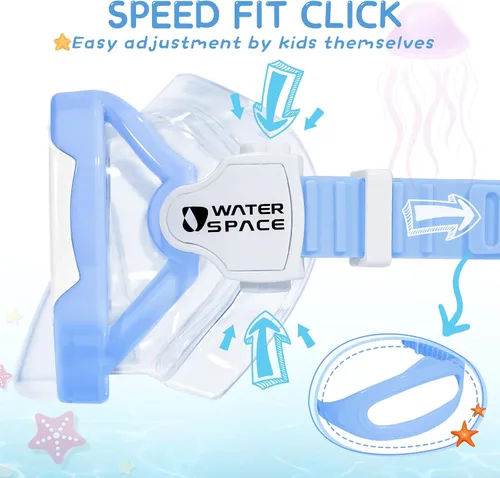 Vista 3 de Water Space Gafas de natación para niños con cubierta de nariz para niños y jóvenes de 3 a 15 años, lentes antiroturas con protección UV, sin fugas