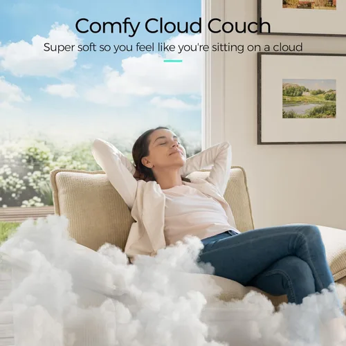 Vista 5 de LINSY HOME Cloud Sofa - Silla decorativa con tumbona otomana para interiores, sofá de pana perfecta para sala de estar, apartamento, oficina, beige