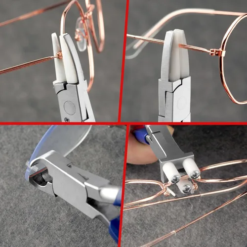 Vista 3 de Kit de reparación de lentes con destornillador y caja de almacenamiento, juego de alicates ópticos para lentes de ojos, alicates de ajuste de gafas