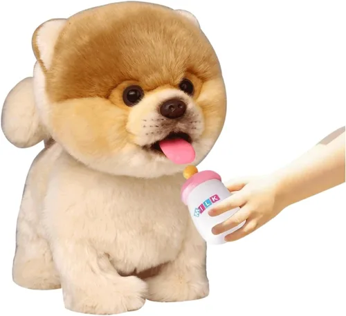 Vista 13 de CU-MATE Juguete electrónico de peluche de simulación interactiva, realista, cachorro, gato, con cola para caminar, ladrar, menear, hablar, como