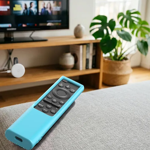 Vista 4 de Funda compatible con Samsung Smart TV Remote Control 2021/2022 Azul Cielo Brillante