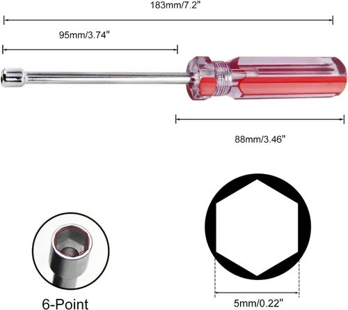 Vista 2 de Utoolmart Destornillador de llave hexagonal de 0.197 in, tuerca hexagonal destornillador de mango antideslizante Destornillador de tuerca hexagonal