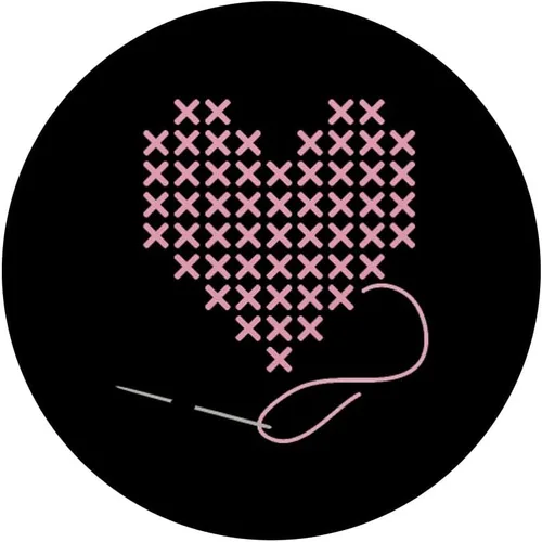 Vista 3 de I love Cross Stitch Corazón y Aguja en Rosa PopSockets Swappable PopGrip