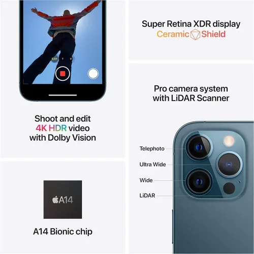 Vista 4 de Apple iPhone 12 Pro Max (128GB, oro) [bloqueado] + suscripción a empresa de telefonía
