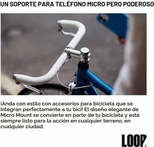 Vista 2 de Loop Micro Mount - Soporte de teléfono de bicicleta súper compacto para iPhone y Samsung - Soporte de tapa de vástago de metal, fácil instalación