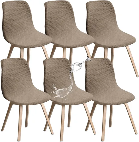 Vista 33 de Juego de 2 fundas de jacquard para silla, elásticas, impermeables, escandinavas, para sillas de comedor, lavables, modernas, fundas de asiento