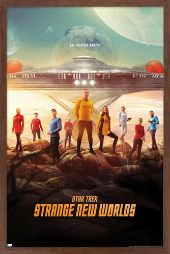 Vista 10 de Star Trek: Strange New Worlds - Póster de pared de arte clave, 22.4 pulgadas de largo x 14.7 pulgadas de ancho, versión enmarcada de madera