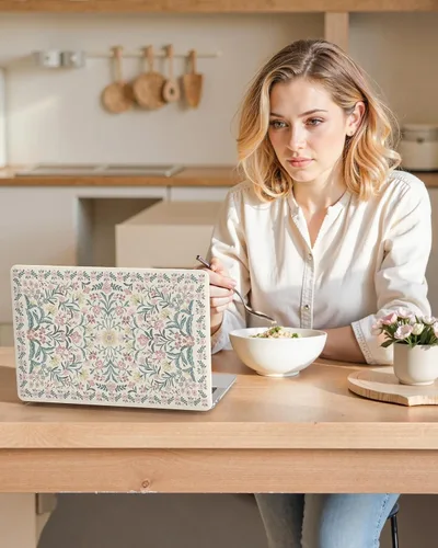 Vista 9 de iCasso Funda para MacBook Pro de 13 pulgadas M2 2025 A2338 Rosa Floral 1-Rosa Boho Floral