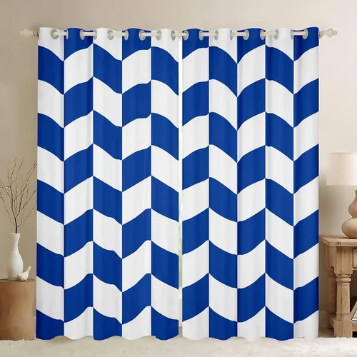 Vista 24 de Feelyou Beige Brown and White Curtains for Bedroom Living Room Modern Geometric Blackout Shades Abstract Checkered Room Darkening Curtain Rhombus